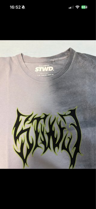 Camiseta Pull&Bear Tye-Dye Gris y Verde Talla M