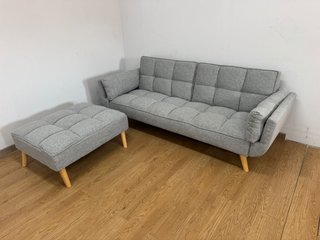 Sofá Cama Gris Claro con Puff