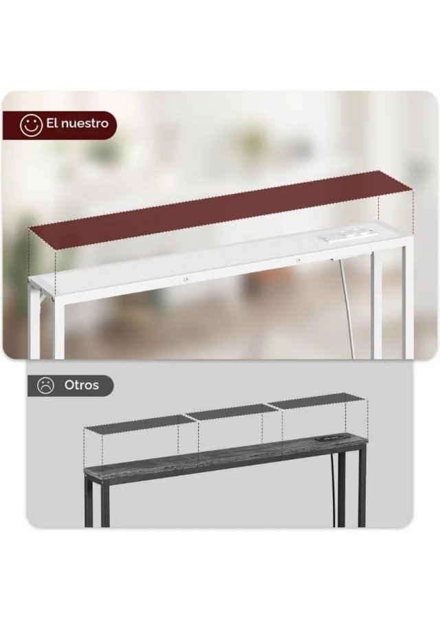 Consola blanca 100cm con enchufe y USB