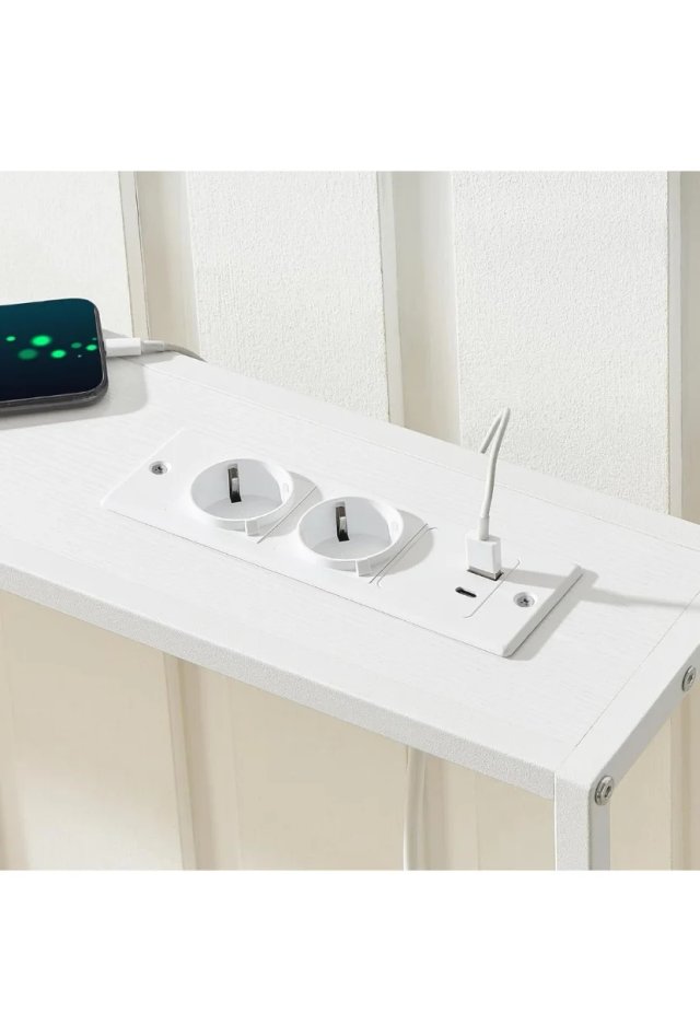 Consola blanca 100cm con enchufe y USB