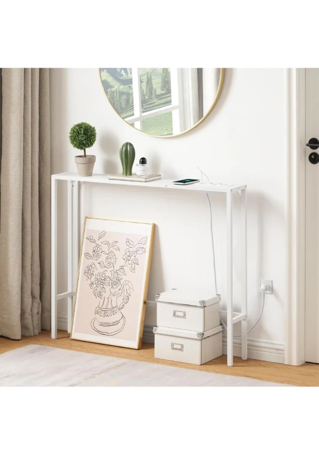 Consola blanca 100cm con enchufe y USB