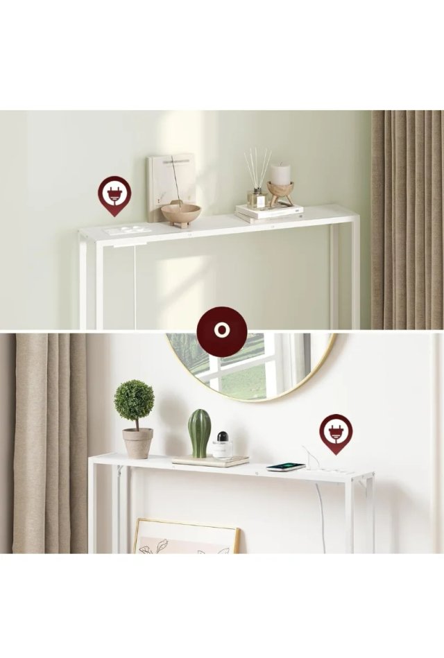 Consola blanca 100cm con enchufe y USB