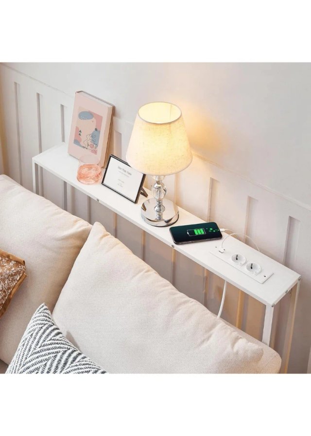 Consola blanca 100cm con enchufe y USB