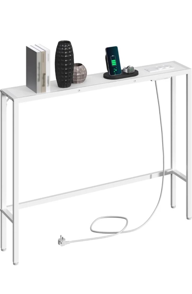Consola blanca 100cm con enchufe y USB