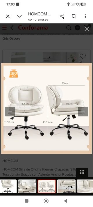 Silla de Oficina HOMCOM Gris/Blanco