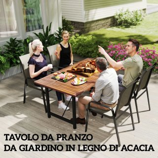 Tavolo da Giardino 160x90 cm in Legno di Acacia