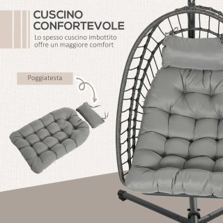 Poltrona Sospesa con Cuscino Seduta Pieghevole