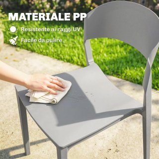 Set 4 Sedie Giardino Impilabili Struttura pp