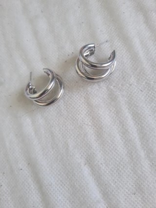 Pendientes Aro Doble Plateados