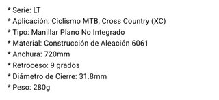 Manillar PRO LT Flat MTB alu Nuevo