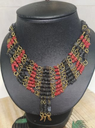Conjunto bisutería egipcia vintage rojo y negro