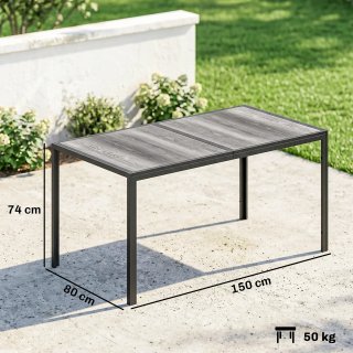 Tavolo Giardino 4-6 Persone con Piano Grigio Nero