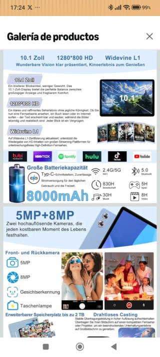 Tablet Android 15 10.1 1TB+30GB+128GB