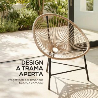 Set 2 Sedie Acapulco in Rattan PE con Color Legno
