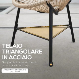 Set 2 Sedie Acapulco in Rattan PE con Color Legno