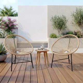 Set 2 Sedie Acapulco in Rattan PE con Color Legno