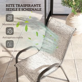 Set 4 Sedie da Giardino Impilabili con Braccioli