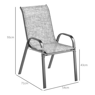 Set 4 Sedie da Giardino Impilabili con Braccioli