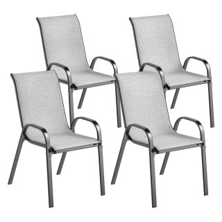 Set 4 Sedie da Giardino Impilabili con Braccioli