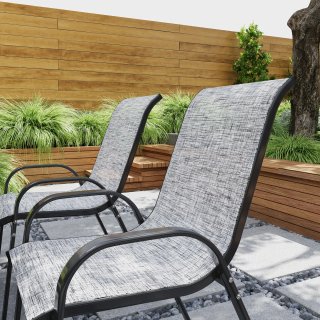 Set 4 Sedie da Giardino Impilabili con Braccioli