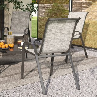 Set 4 Sedie da Giardino Impilabili con Braccioli
