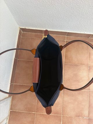 Mala Longchamp Azul e Castanho