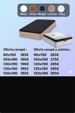 Canapé abatible madera y colchón