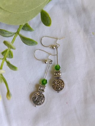Pendientes fantasía verde y plata