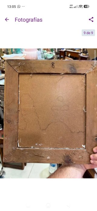 Cuadro al óleo antiguo con marco de madera