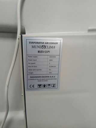 Climatizador Evaporativo Mundoclima MUEV-12-P1