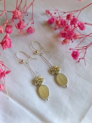Pendientes fantasía flor y óvalo