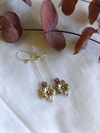 Pendientes flor plata y morado