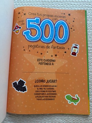 Libro 500 pegatinas de fantasía (nuevo)