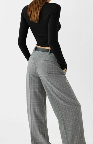 Pantalón Wide Leg Gris Bershka + Cinturón