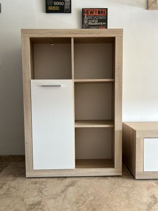 Composición comedor moderno blanco y madera