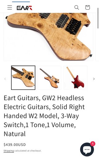 Guitarra Headless EART GW2 Nueva