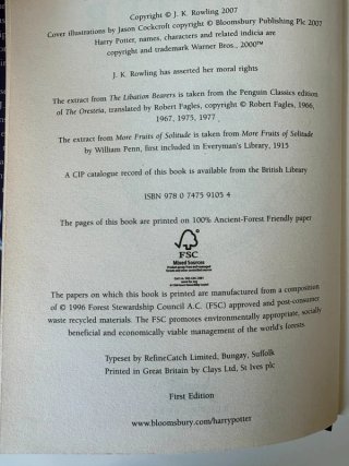 Harry Potter and the Deathly Hallows – First UK