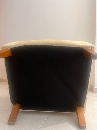 Sillón tela beige/amarillo