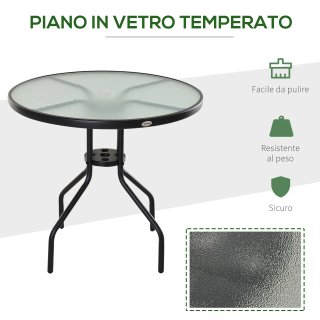 Tavolino da Giardino con Piano in Vetro Temperato
