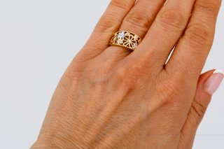 Anillo Ancho Combinado 18K.2,8gr.Ref:043-01-00158.