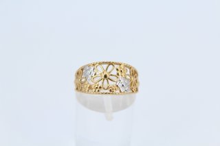 Anillo Ancho Combinado Oro 18K.Ref:043-01-00158.