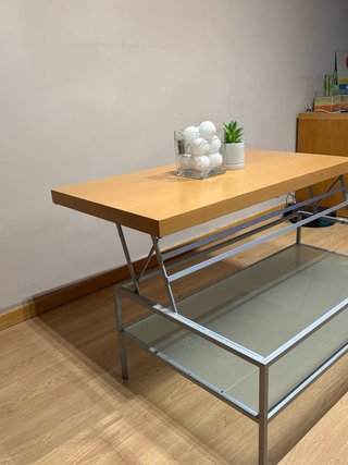 Mesa de centro madera y metal abatible