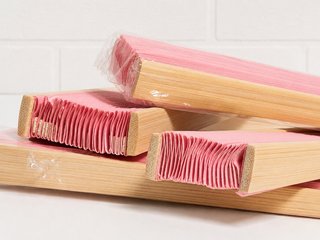 Pack 8 Abanicos Rosas Madera y Tela 42 cm