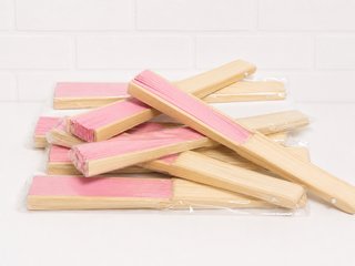 Pack 8 Abanicos Rosas Madera y Tela 42 cm