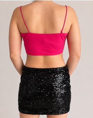Top fucsia corto con spalline - Taglia M