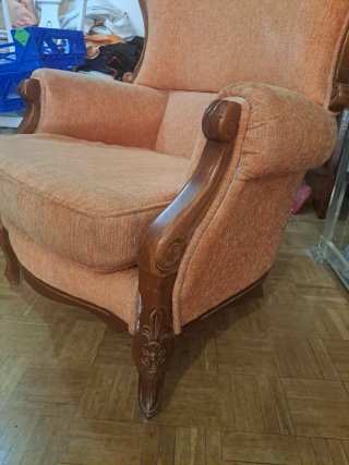 Butaca Vintage Tela y Madera