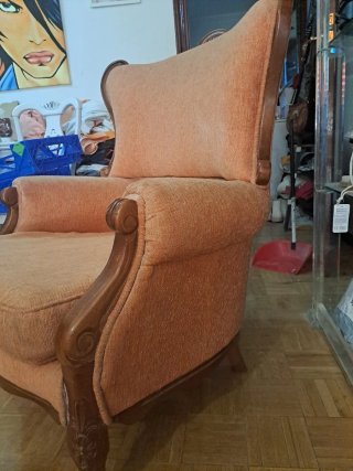 Butaca Vintage Tela y Madera