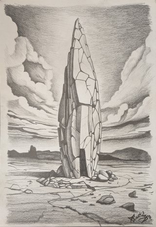 Cuadro paisaje menhir hecho a mano original