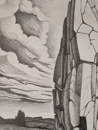Cuadro paisaje menhir hecho a mano original