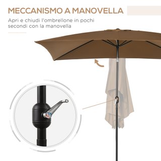Ombrellone Giardino 2x3 m Rettangolare e Manovella